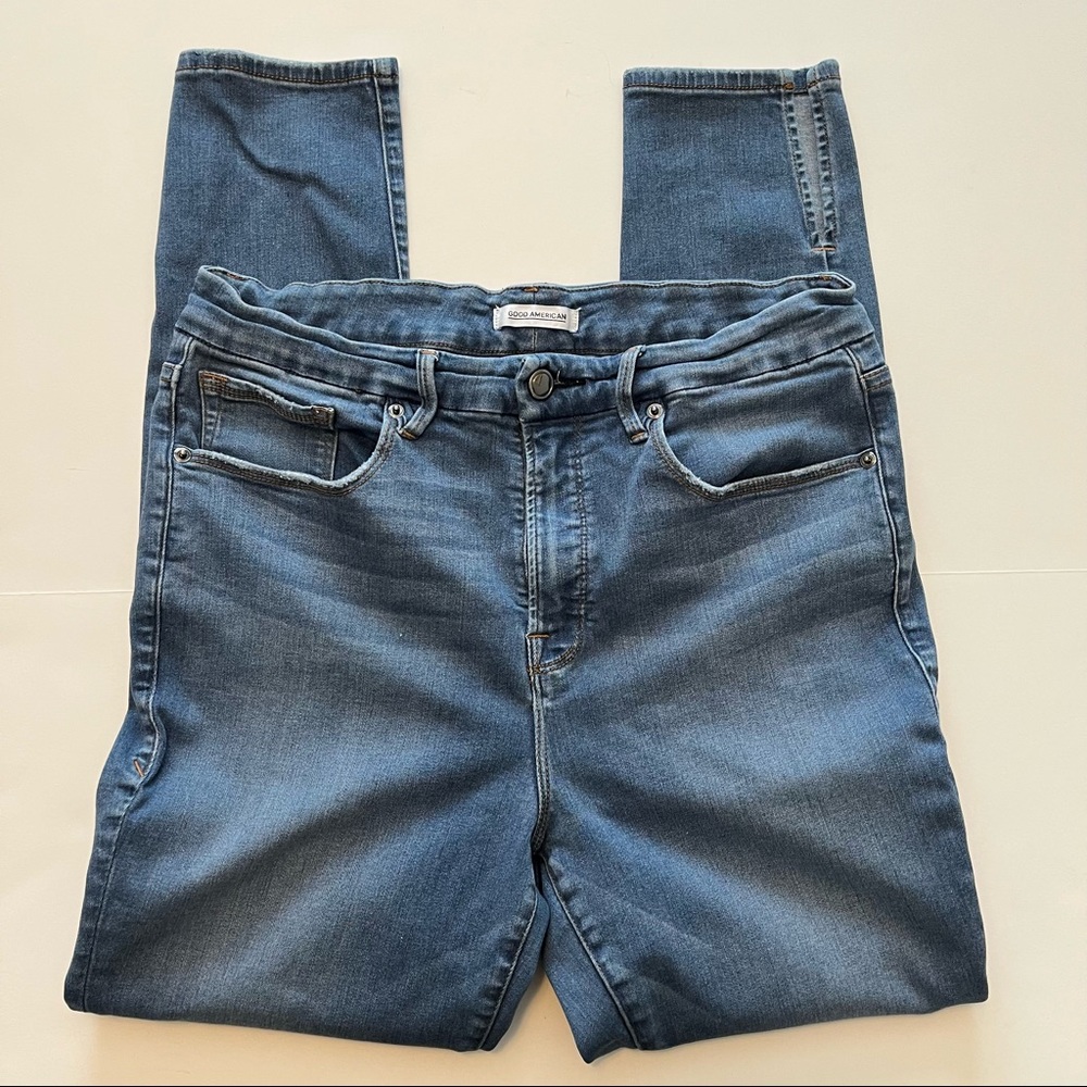 GOOD AMERICAN Denim Jean High Rise Stretch Skinny Slit Ankle
